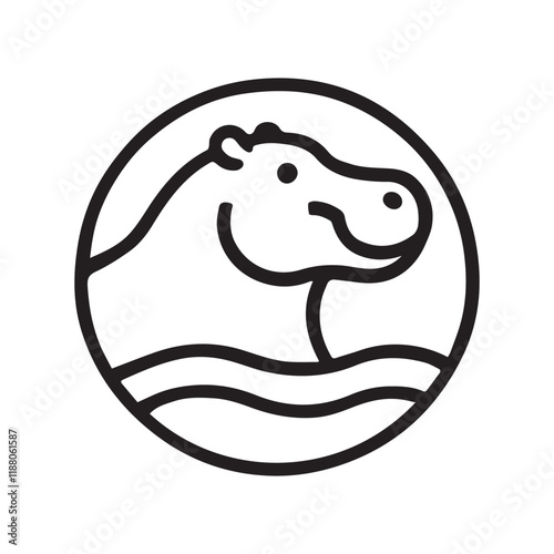 2d hippo logo with white background photo