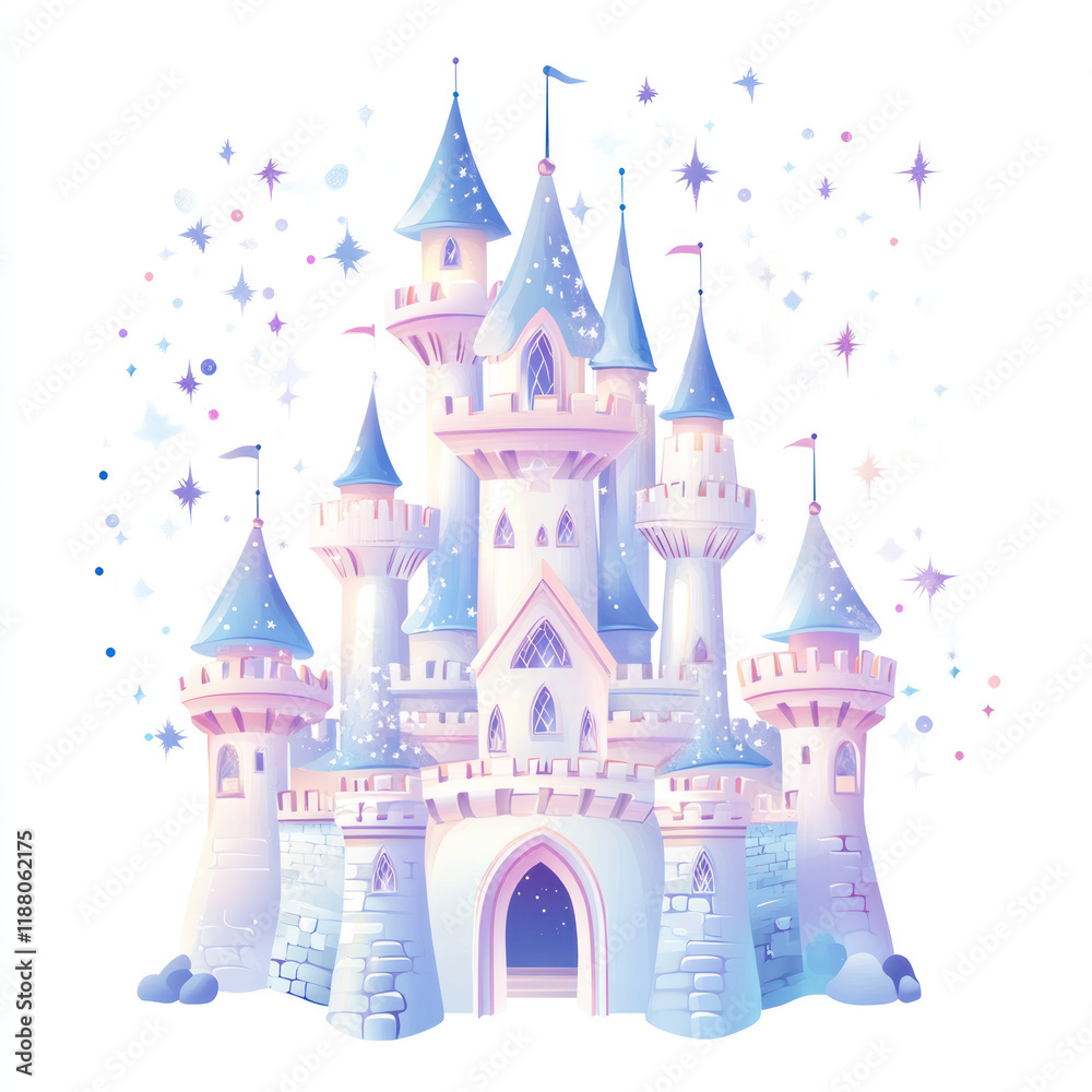 Naklejka premium Whimsical Fairy Tale Castle Illustration