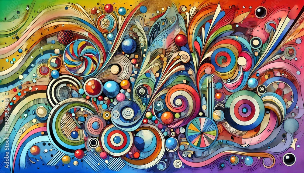 Fototapeta premium Playful Colorful Swirls and Circles