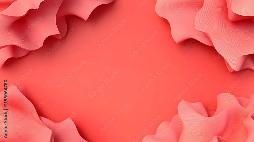 Fototapeta premium Coral Abstract Waves Frame Background Design