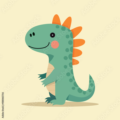 Cute dinosaur. Adorable little dragon character, funny kids toy dino.