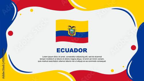 Ecuador Flag Abstract Background Flat Design Template. Ecuador Independence Day Banner Wallpaper Vector Illustration. Ecuador Banner