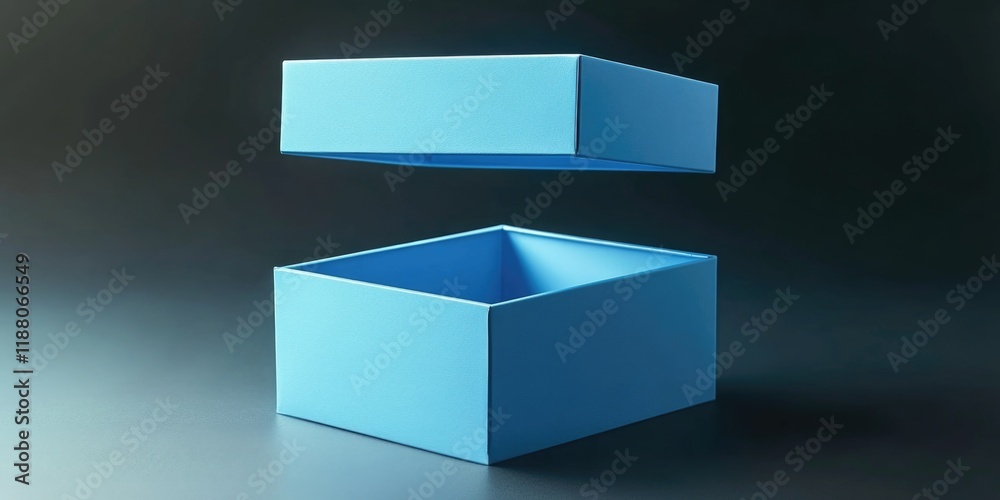 Blue box with a hole in the middle. The box is empty Blue box with a hole in the middle. The box is empty