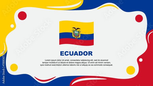 Ecuador Flag Abstract Background Flat Design Template. Ecuador Independence Day Banner Wallpaper Vector Illustration. Ecuador Cartoon