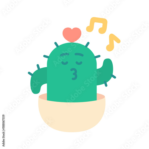 Cute cactus singing illustration