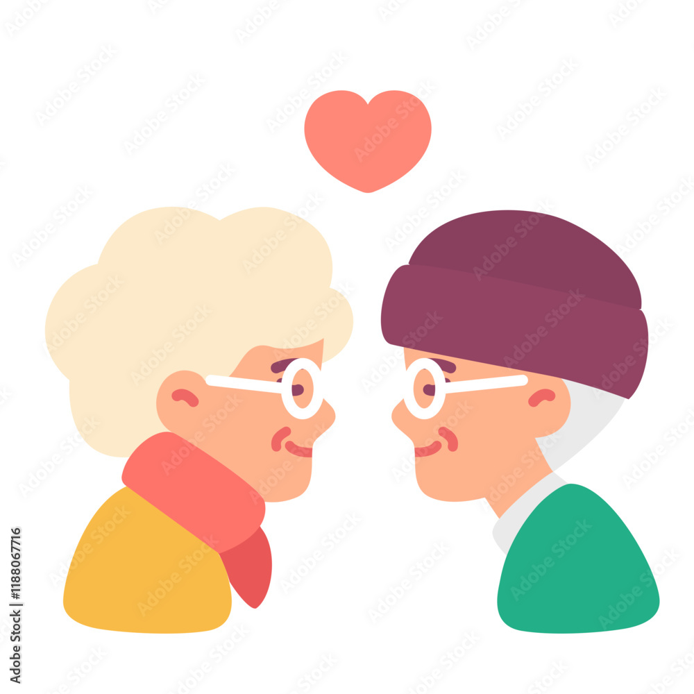 Cute elderly couple cartoon illustration Cute elderly couple cartoon illustration