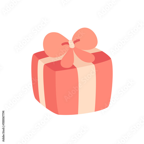 Gift box with ribbon bow illustration