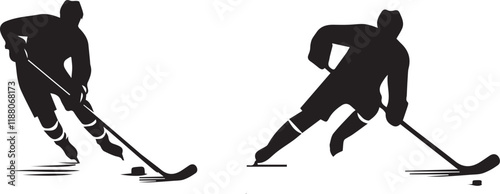 hockey shooting person silhouette vector