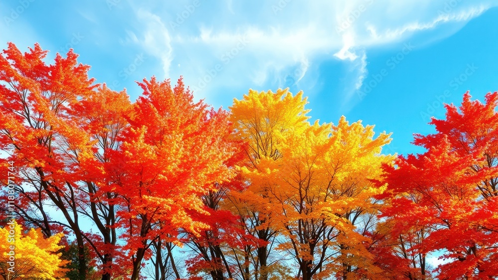 Vibrant autumn foliage paints the sky with a tapestry of reds, oranges, and yellows, showcasing nature's breathtaking artistry. Vibrant autumn foliage paints the sky with a tapestry of reds, oranges, and yellows, showcasing nature's breathtaking artistry.