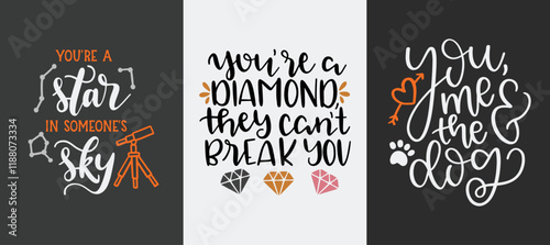 Motivational and romantic typograpic vector illustration t-shirt design bundle.eps