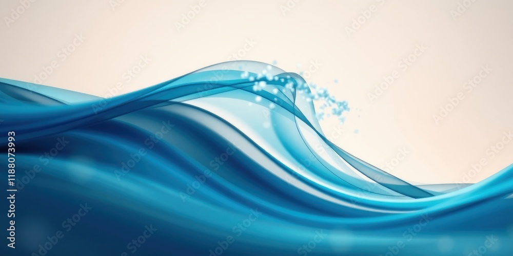 Fototapeta premium Abstract Blue Wave Background With Soft Light Glowing