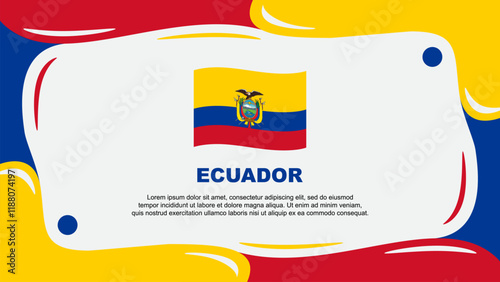 Ecuador Flag Abstract Background Flat Design Template. Ecuador Independence Day Banner Wallpaper Vector Illustration. Ecuador Illustration