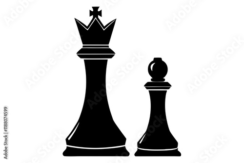 Chess king pawn isolated vector silhouette illustration on white background