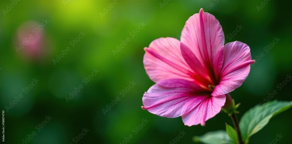 Fototapeta premium Pink Digitalis flower with prominent purple blotches on its petals against a natural foliage background, floral, petal, green