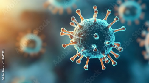 Human metapneumovirus HMPV:Microscopic view of virus structure highlighting viral infection, transmission, and prevention. Explore scientific insights into virus behavior. photo