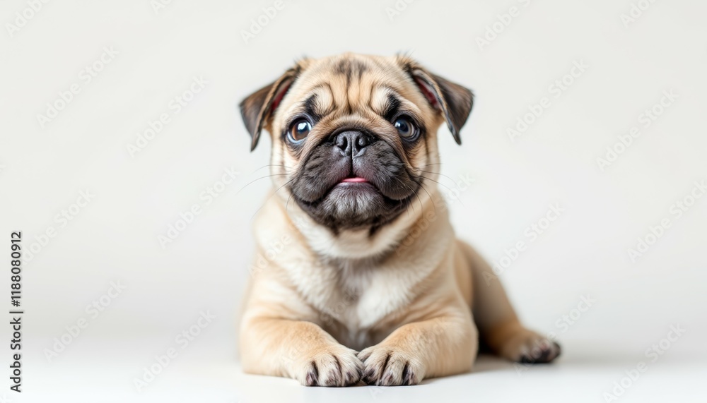Adorable Pug Puppy: A Charming Studio Portrait Adorable Pug Puppy: A Charming Studio Portrait