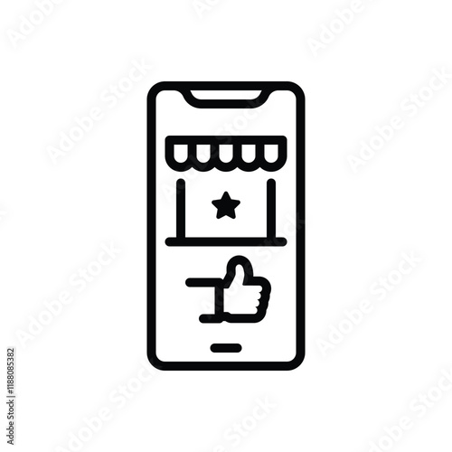 Black line icon for review