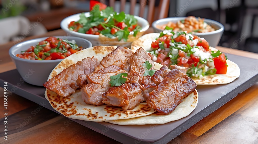 Grilled Pork Tacos with Fresh Salsa and Toppings Grilled Pork Tacos with Fresh Salsa and Toppings