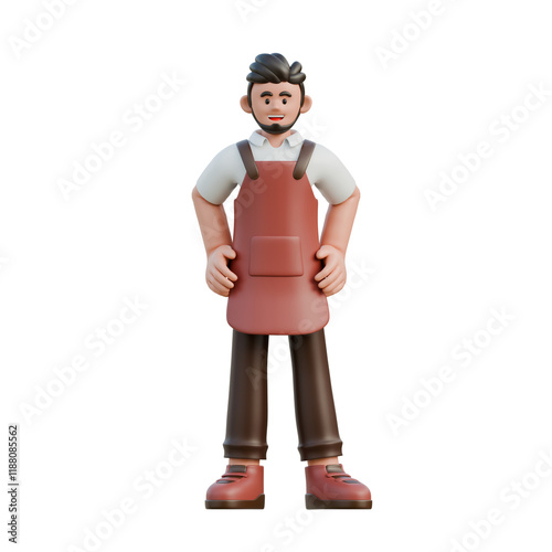 Barista Standing 3d illustration