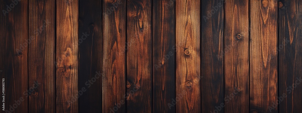Naklejka premium Dark brown wood plank background texture.