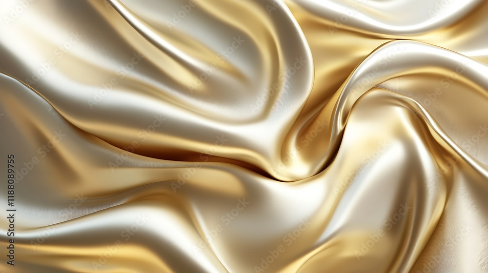 Fototapeta premium Luxurious golden silk fabric folds. Background abstract, for fashion design