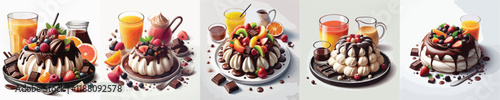 vector set of australian dish pavlova