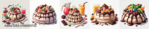 vector set of australian dish pavlova