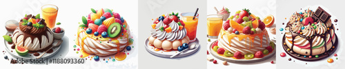 vector set of australian dish pavlova