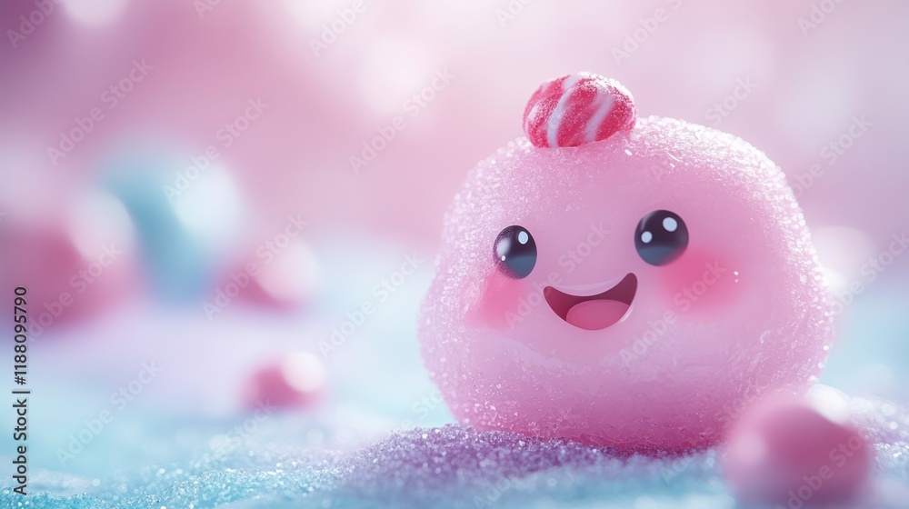 Fototapeta premium Adorable Pink Candy Creature in a Sugar Wonderland