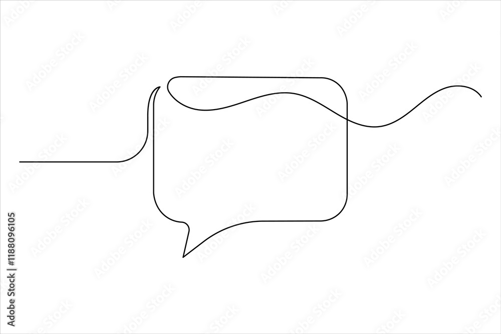 Speech bubble shape one line drawing of isolated continuous outline vector icon Speech bubble shape one line drawing of isolated continuous outline vector icon