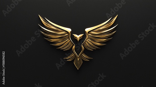 Golden eagle logo design on black background. photo