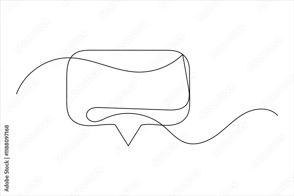Speech bubble shape one line drawing of isolated continuous outline vector icon Speech bubble shape one line drawing of isolated continuous outline vector icon