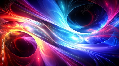 Digital art patterns with vibrant color swirls, hard light, light background with space in the middle of the frame,generative ai illustration
