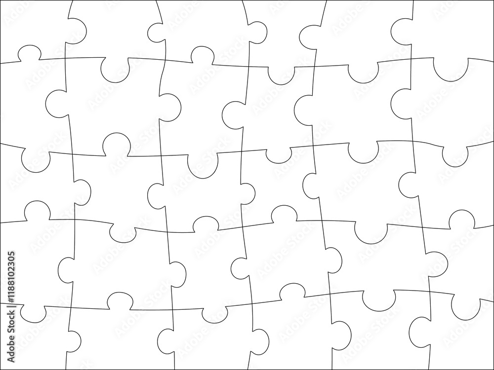 A puzzle with 30 elements. Square puzzles. Black outline A puzzle with 30 elements. Square puzzles. Black outline
