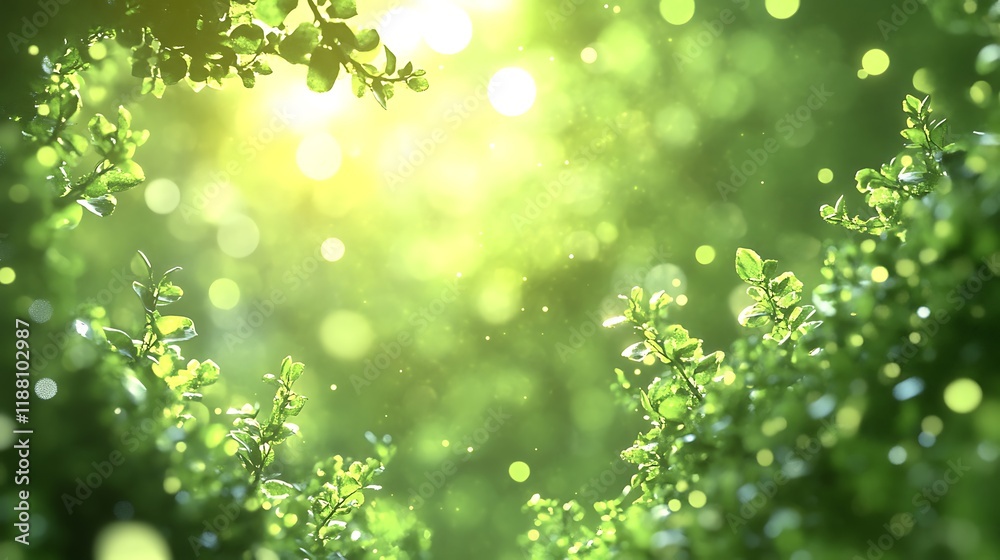 Fototapeta premium Lush Green Foliage Bathed in Sunlight