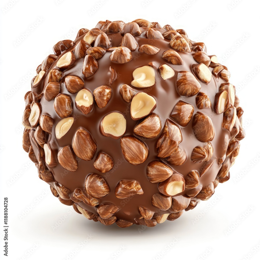 Hazelnut-Filled Milk Chocolate Sphere, isolated on the white background. Hazelnut-Filled Milk Chocolate Sphere, isolated on the white background.