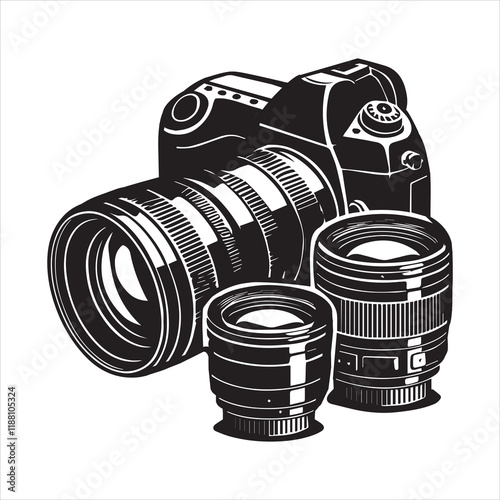 Photo Camera silhouette Design, Camera Vector illustration, Cameraman clipart Graphic
