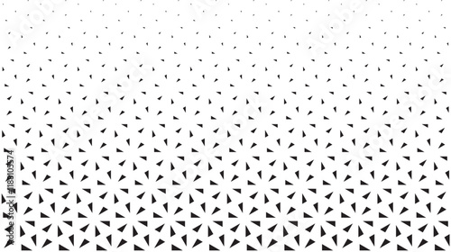 Geometric pattern of black triangles on a white background.Seamless in one direction. Option with a Short fade out.The Scale transformation method.