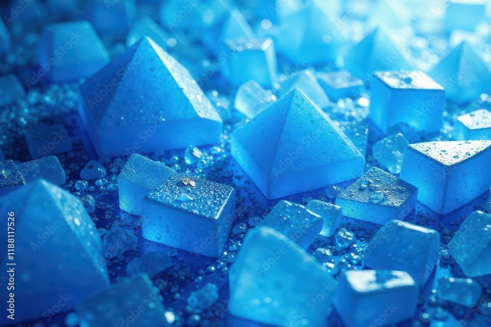 Abstract geometric shapes, vibrant blue ice texture , luxury, minimal, winter wonderland Abstract geometric shapes, vibrant blue ice texture , luxury, minimal, winter wonderland