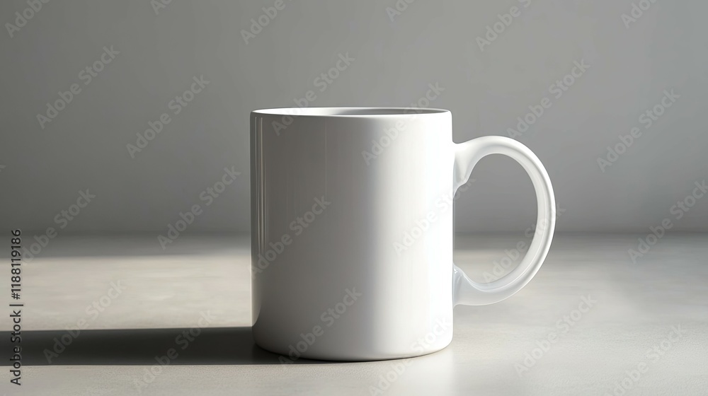 White Ceramic Mug: Minimalist Still Life in Soft Light White Ceramic Mug: Minimalist Still Life in Soft Light