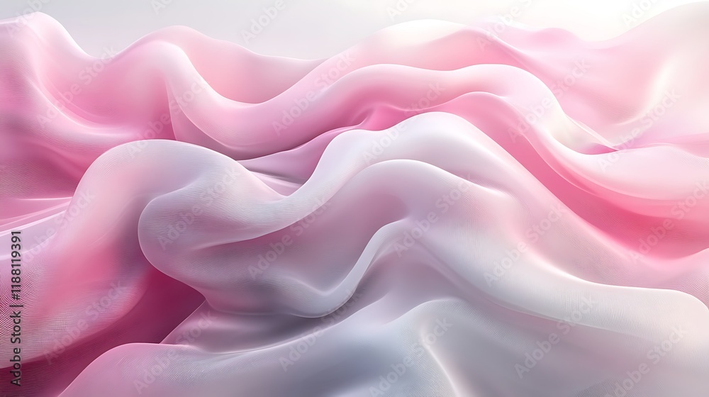 Obraz premium Pink and white fabric waves, soft texture, abstract background, design element
