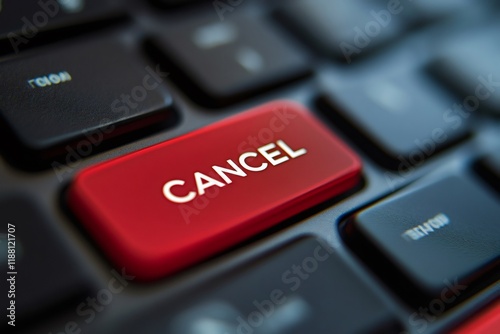 Red cancel key on black keyboard is bringing cancellation request