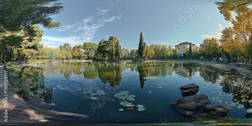 Panoramic view of Querini s Park, showcasing its beautiful landscapes and serene atmosphere. Experience the tranquility of Querini s Park in this captivating panorama. photo