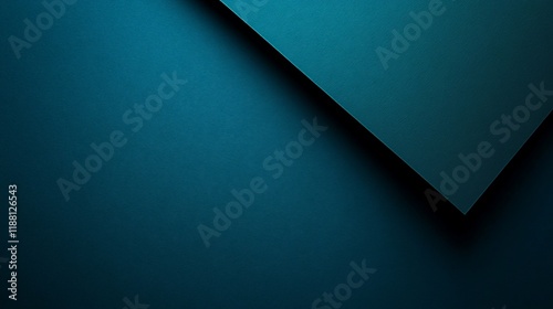 A minimalist abstract design featuring overlapping dark teal layers.