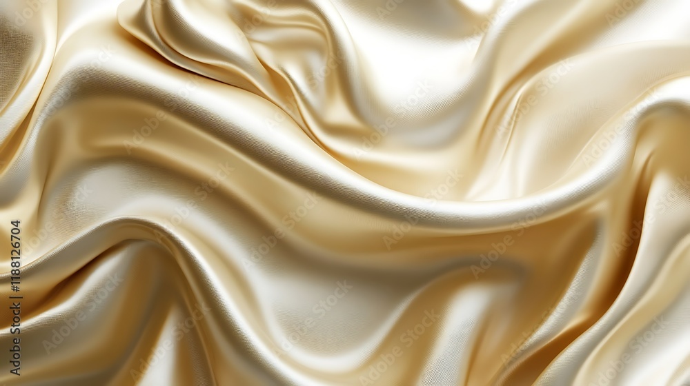 Obraz premium Luxurious champagne silk fabric waves, soft folds, elegant texture background