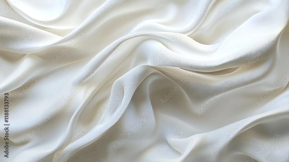Obraz premium Elegant white fabric texture, soft folds, luxurious drape, background detail, textile design