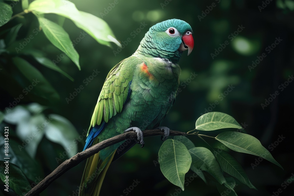 Naklejka premium Colorful native parrot from Philippines perched in jungle.