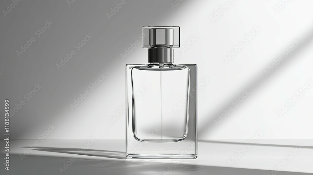 Elegant Glass Perfume Bottle: Minimalist Design in Soft Light Elegant Glass Perfume Bottle: Minimalist Design in Soft Light