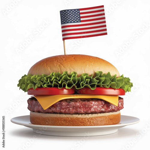 burger and american flag