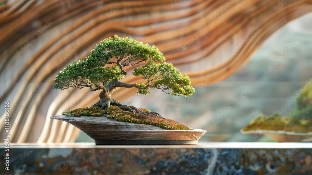 Fototapeta premium An elegant bonsai tree set against the backdrop of the opera house
